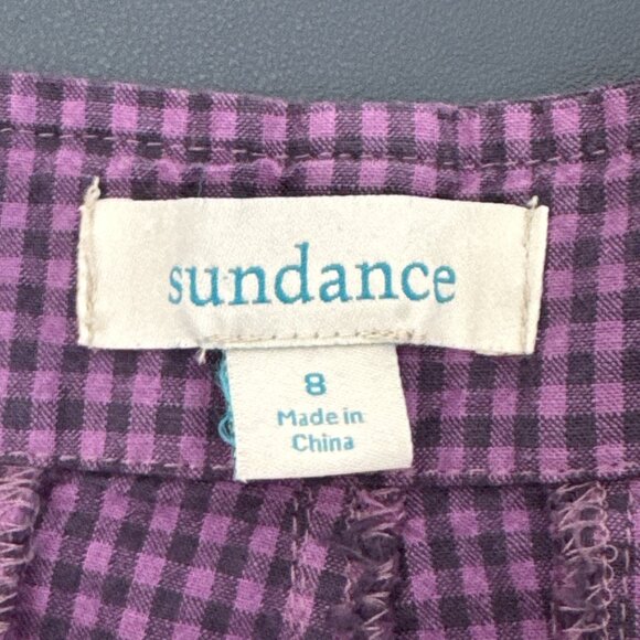 Sundance Women's 8 Pleated High Waist Taper Leg Pants Cropped Gingham Purple EUC - Picture 7 of 10